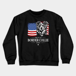 Proud Border Collie Dad American Flag patriotic merle dog Crewneck Sweatshirt